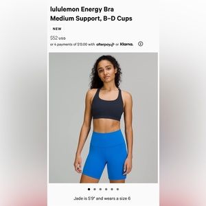 lululemon Energy Bra Medium Support Sports Bra Black